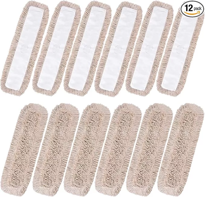 Matthew Cleaning 24” Cotton Dust Mop Refill Washable Thick Tufted Replacement Heads for Residential & Commercial Use Fit All 24” Dust Mop Frames, Hardwood, Laminate, Concrete Floors 6 Pack